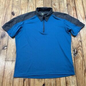 Mountain Hardwear Polo Shirt Mens Medium Blue 1/4 Zip Short Sleeve Hiking Golf